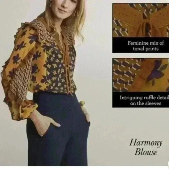 CAbi Tops - Cabi Golden Harmony Floral Top Blouse